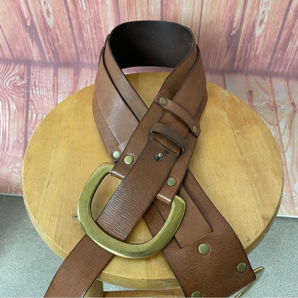 Linea Pelle Leather Harness Buckle Belt (OS) - Picture 1 of 9